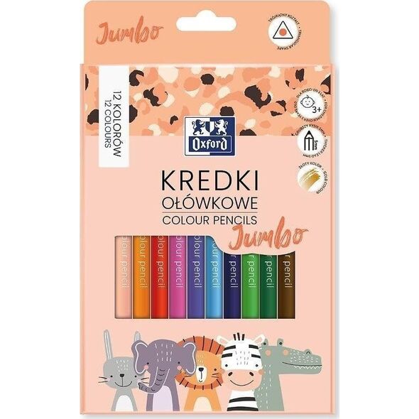 Kredki ołówkowe Kids Jumbo 12 kolorów EDUKAMP
