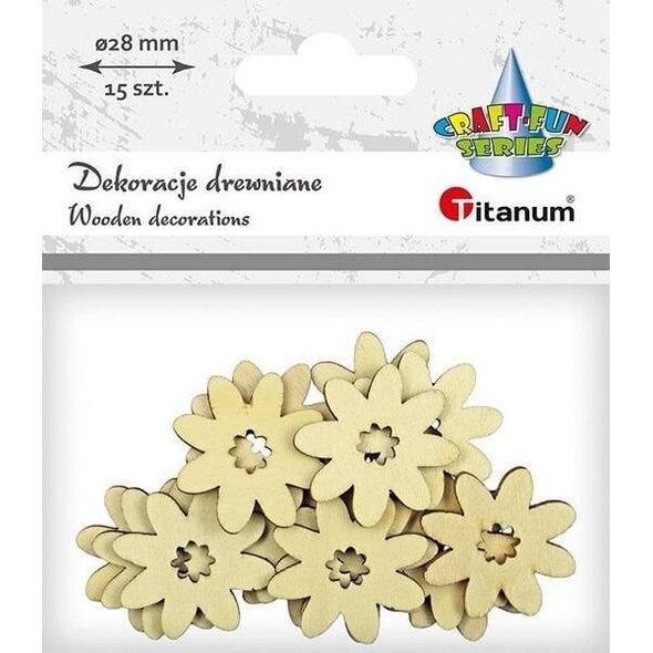 Drewniane kwiaty 28mm 15szt EDUKAMP