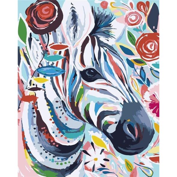 Malowanie po numerach - Zebra kolorowa 40x50cm EDUKAMP