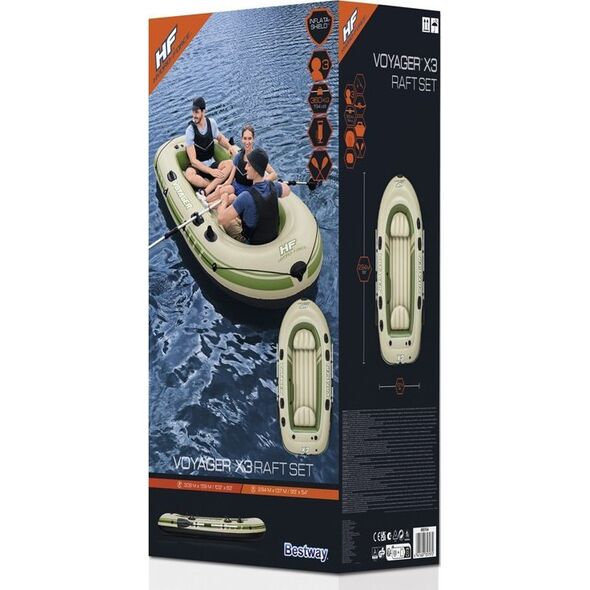Bestway Dmuchany 3osob Ponton + wiosła 294 x 137cm Voyager X3 Raft 65164 EDUKAMP