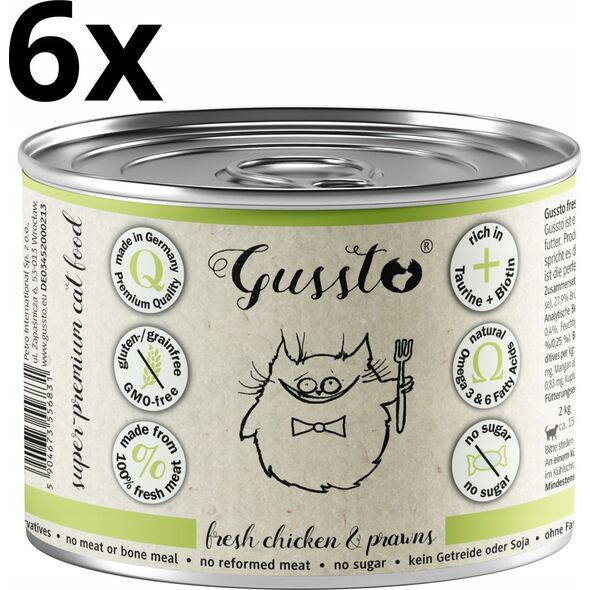 GUSSTO pusz.200g FRESH CHICKEN & PRAWNS    /6 Pokarm dla kota z KURCZAKIEM I KREWETKAMI