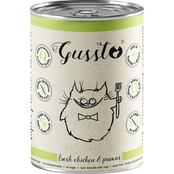 GUSSTO pusz.400g FRESH CHICKEN & PRAWNS    /6 Pokarm dla kota z KURCZAKIEM I KREWETKAMI