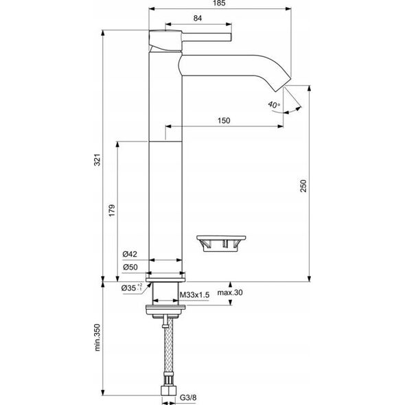 Tall mixer Ideal Standard Ceraline BC269AA, Chrome