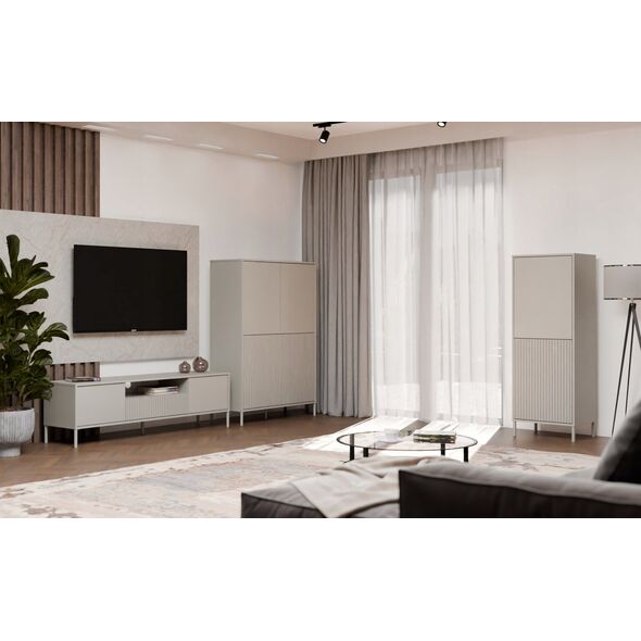 Witryna KAMARO 4DK SLIM/GŁADKI KASZMIR 4 Drzwi Lamele Front Ryflowany + Klasyczny