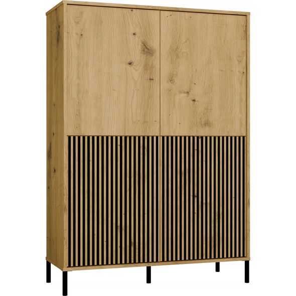 Witryna KAMARO 4DK SLIM/GŁADKI DĄB ARTISAN 4 Drzwi Lamele Front Ryflowany + Klasyczny