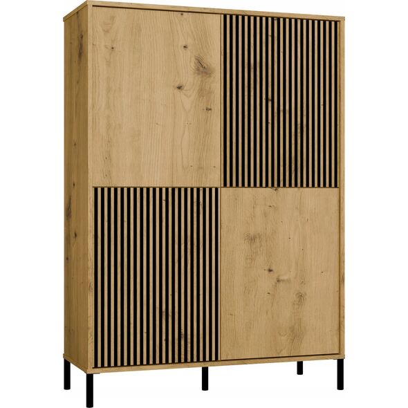 Witryna KAMARO 4DK SLIM/GŁADKI DĄB ARTISAN 4 Drzwi Lamele Front Ryflowany + Klasyczny
