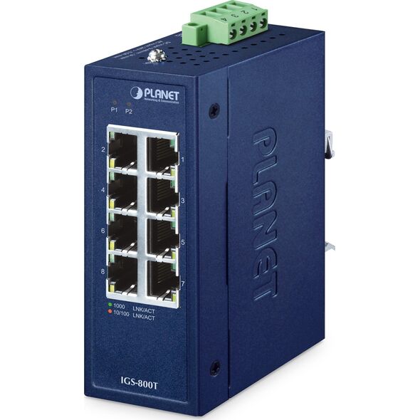 PLANET IP30 Compact size 8-Port IGS-800T Nie zarządzany Gigabit Ethernet (10/100/1000) Niebieski