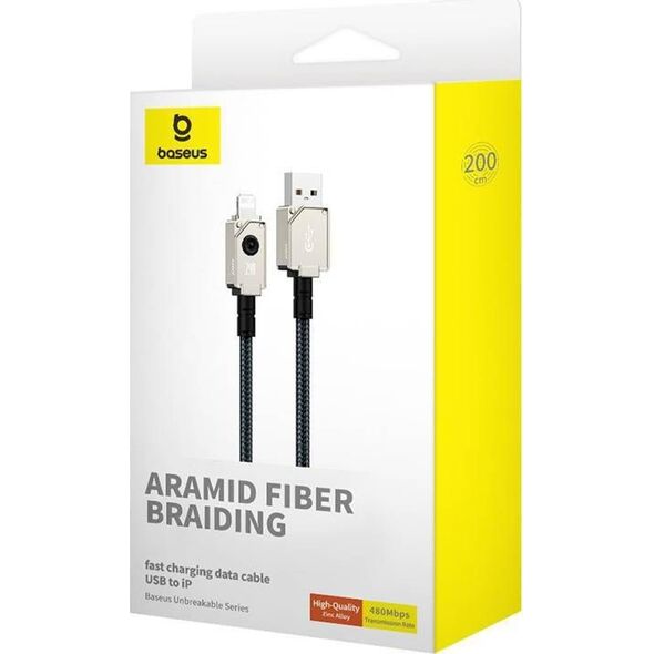Kabel USB Baseus USB-A - Lightning 2 m Granatowy (P10355802221-01)