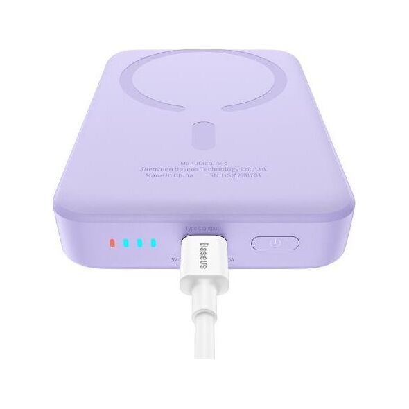 Powerbank Baseus OS-Baseus Magnetic Mini Air Wireless Fast Charge Power Bank 10000mAh 20W Nebula Purple（With Simple Charging Cable Type-C to Type-C (20V/3A) 30cm White)