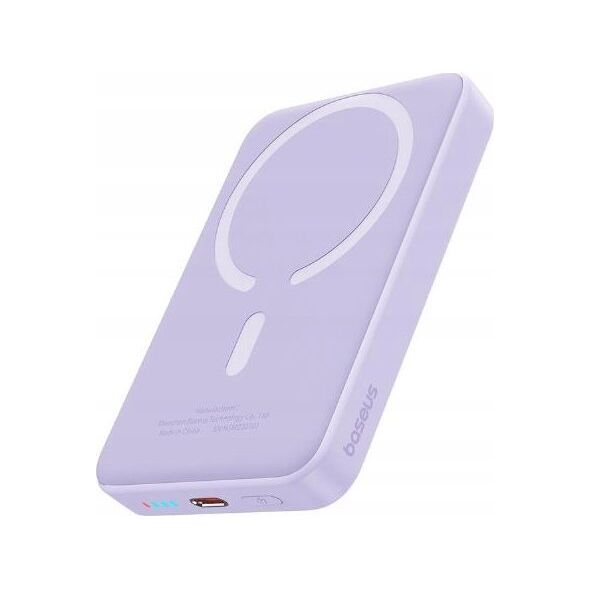 Powerbank Baseus OS-Baseus Magnetic Mini Air Wireless Fast Charge Power Bank 10000mAh 20W Nebula Purple（With Simple Charging Cable Type-C to Type-C (20V/3A) 30cm White)