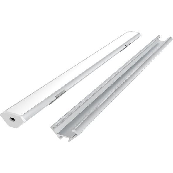LED προφίλ σετ, 2m, ενσωματωμένο, ανοδιωμένο, με λευκό κάλυμμα και κλιπ
