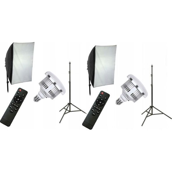 Zestaw studyjny Xrec Zestaw 10w1 2x Lampa Led 1600w 3000-6500k Pilot Softbox 50x70 Statyw 230 / 2x Led803