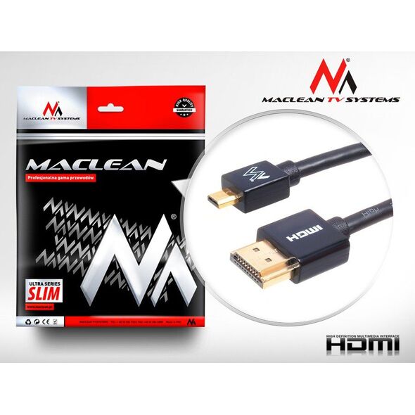 Kabel Maclean HDMI Micro - HDMI 3m czarny (MCTV-723)