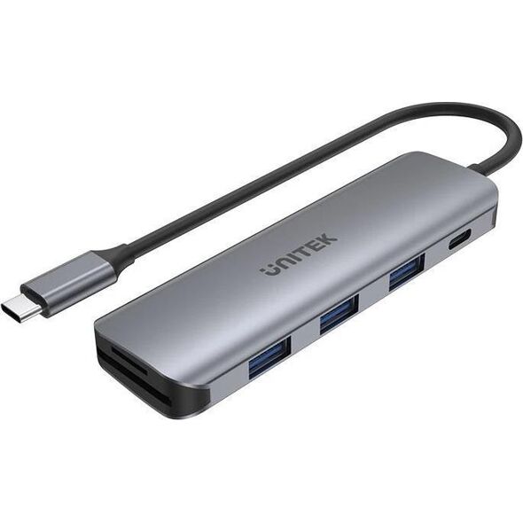 HUB USB Unitek 1x SD 1x USB-C 1x microSD  + 3x USB-A 3.1 Gen1 (H1107C)