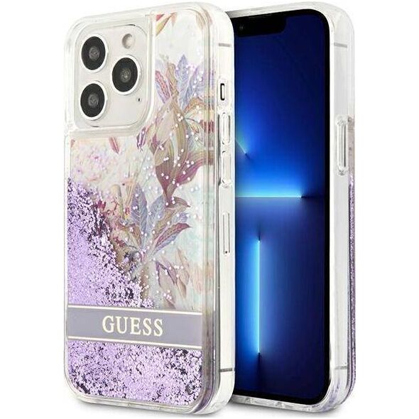 Guess Guess GUHCP13LLFLSU iPhone 13 Pro / 13 6,1" fioletowy/purple hardcase Flower Liquid Glitter