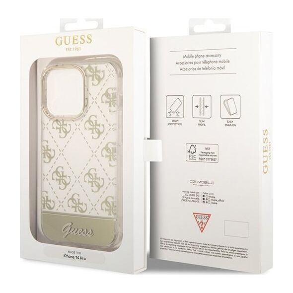 Guess Etui Guess GUHCP14XHG4MHG Apple iPhone 14 Pro Max złoty/gold hardcase 4G Pattern Script