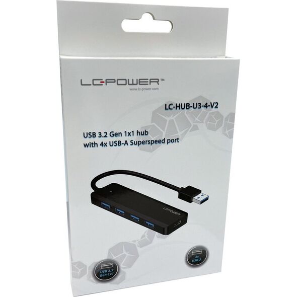 HUB USB LC-Power LC-Power LC-HUB-U3-4-V2 4xUSBA 1XUSB-C Black retail
