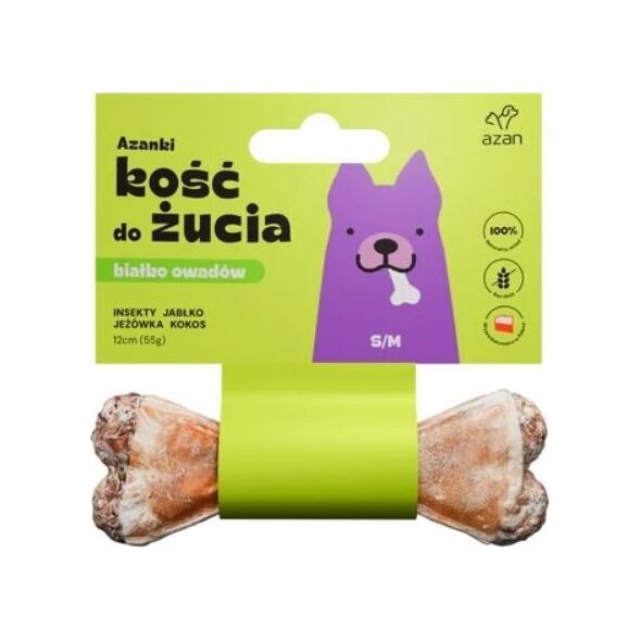 AZAN AZAN - Kość do żucia S/M z insektami, jabłkiem, jeżówką i kokosem 12cm