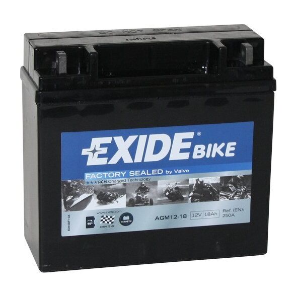 Μπαταρία AGM EXIDE 12V 18Ah 250A P+ Χωρίς συντήρηση 181x77x167mm Έτοιμη AGM12-18 κατάλληλη για: BOMBARDIER OUTL. OUTLAND. BUELL S1 S...
