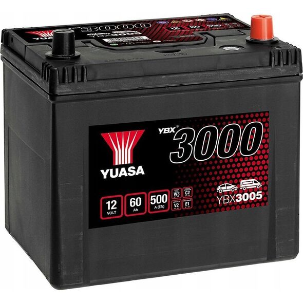 Μπαταρία YUASA 12V 60Ah/500A YBX3000 SMF (P+ standardowy) 232x173x225 B00 (εκκίνησης)