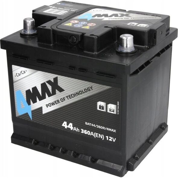 Συσσωρευτής 4MAX 12V 44Ah/360A (P+ τυπικός πόλος) 210x175x190 B13 - βάση ύψους 10.5 mm (εκκίνησης)