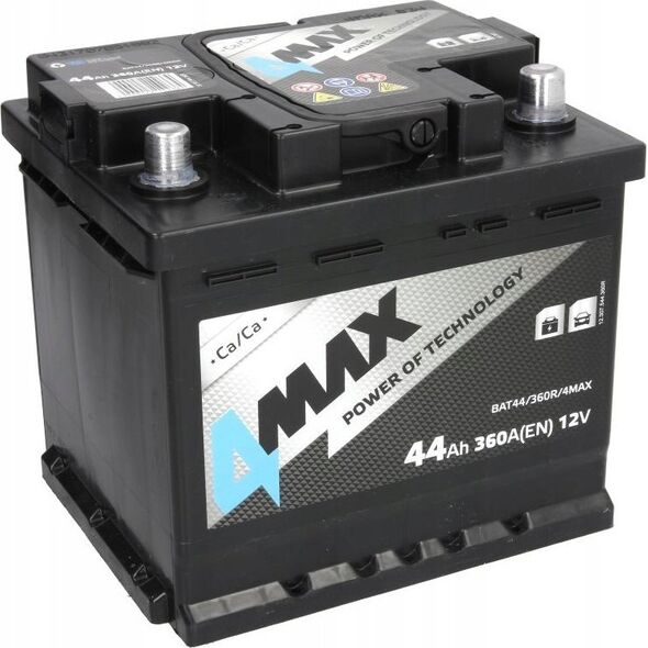 Συσσωρευτής 4MAX 12V 44Ah/360A (P+ τυπικός πόλος) 210x175x190 B13 - βάση ύψους 10.5 mm (εκκίνησης)