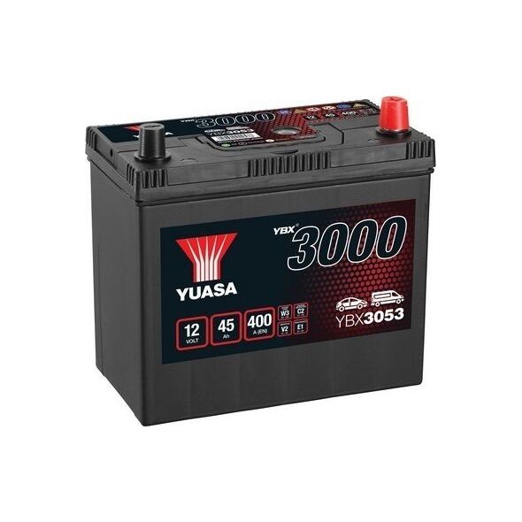 Μπαταρία YUASA 12V 45Ah/400A YBX3000 SMF (P+ λεπτός πόλος (ιαπωνικά οχήματα) + τυπικός πόλος) 238x129x225 B00 (εκκίνησης)