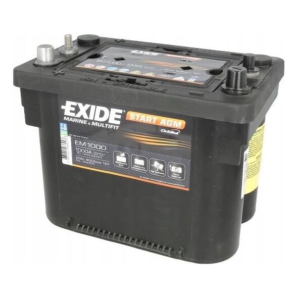 Επαναφορτιζόμενη Μπαταρία EXIDE 12V 50Ah/800A MARINE/RV START AGM (L+ τυπικός πόλος + με σπείρωμα) 260x173x206 B7 (agm)