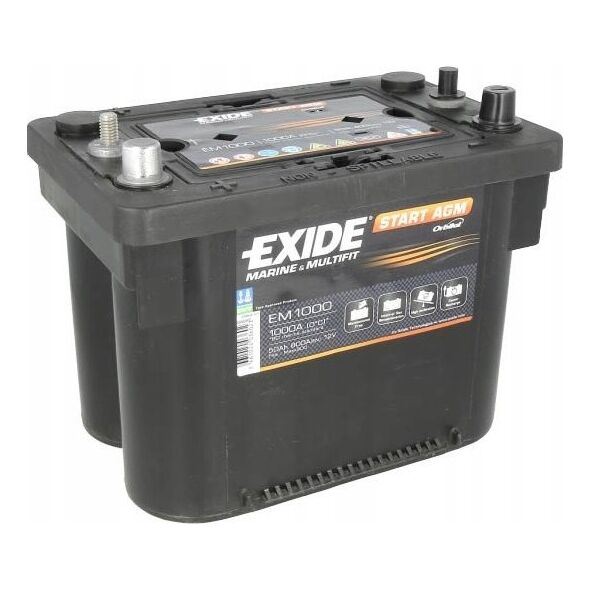 Επαναφορτιζόμενη Μπαταρία EXIDE 12V 50Ah/800A MARINE/RV START AGM (L+ τυπικός πόλος + με σπείρωμα) 260x173x206 B7 (agm)