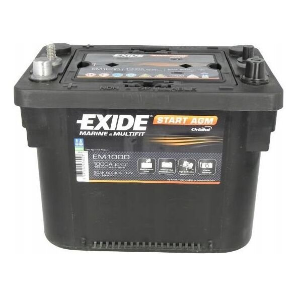 Επαναφορτιζόμενη Μπαταρία EXIDE 12V 50Ah/800A MARINE/RV START AGM (L+ τυπικός πόλος + με σπείρωμα) 260x173x206 B7 (agm)