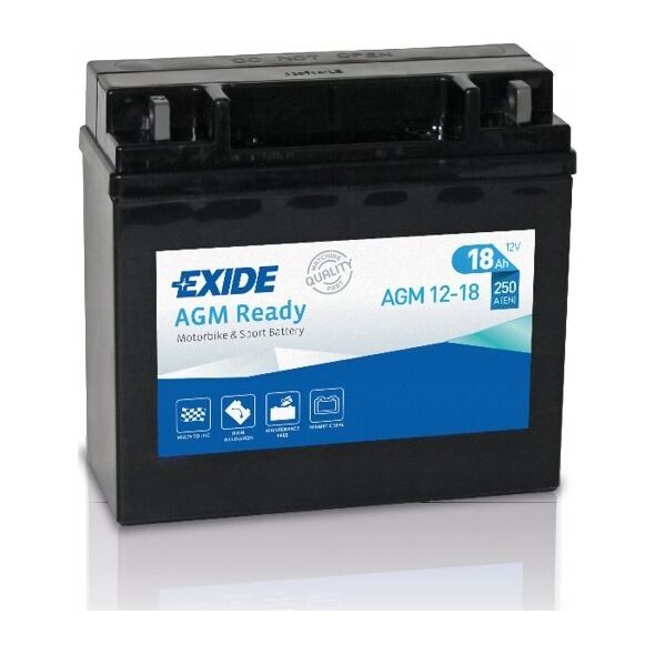 Αθροιστική μπαταρία AGM/Εκκίνησης EXIDE 12V 18Ah 270A P+ Χωρίς συντήρηση 175x87x155mm Ενεργοποιημένη YTX20HL-BS ταιριάζει σε: BOMBARDIER OUTL. OUTLAND. BUELL M2 S1 S3 S3T X1 X1W 400-2300 1978-2018