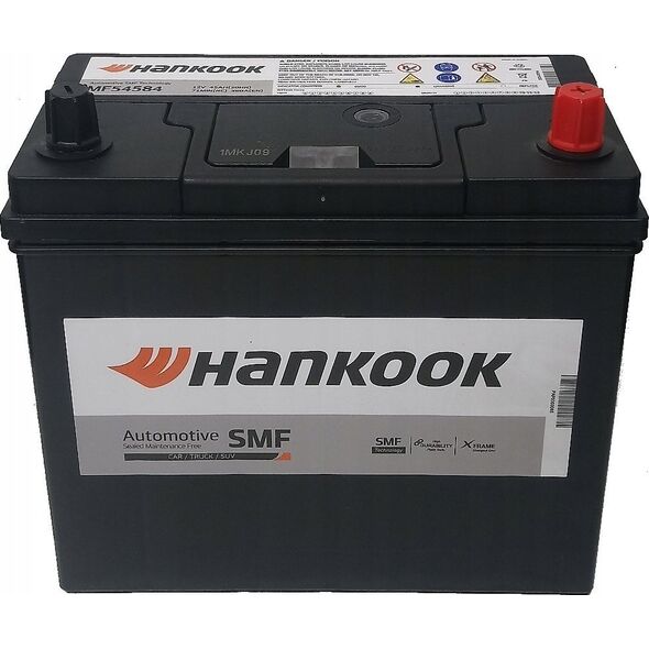 Επαναφορτιζόμενη μπαταρία HANKOOK 12V 45Ah/360A (P+ λεπτός πόλος (ιαπωνικά οχήματα)) 234x127x220 B0 (εκκίνησης)