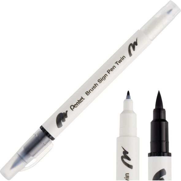 Pisak Brush Pentel Dwustronny Czarny SESW30C-T101