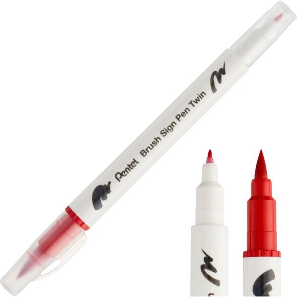 Pisak Brush Pentel Dwustronny Czerwony SESW30C-T102