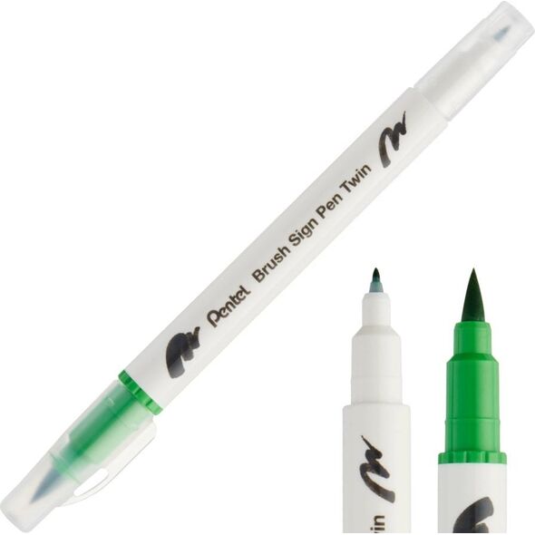 Pisak Brush Pentel Dwustronny Jasno Zielony SESW30C-T111