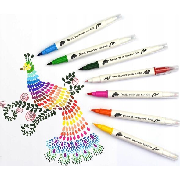 Pisak Brush Pentel Dwustronny Karminowy SESW30C-T119