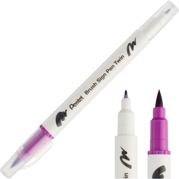 Pisak Brush Pentel Dwustronny Magenta SESW30C-T120