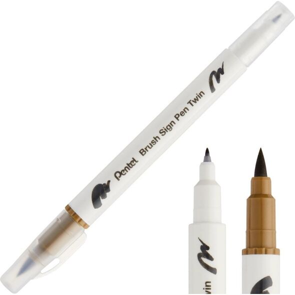 Pisak Brush Pentel Dwustronny Surowa Umbra SESW30C-T127