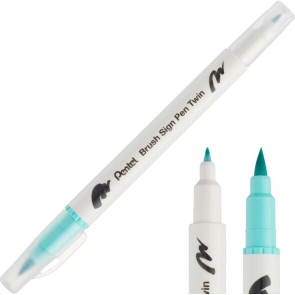 Pisak Brush Pentel Dwustronny Szmaragdowy SESW30C-T134