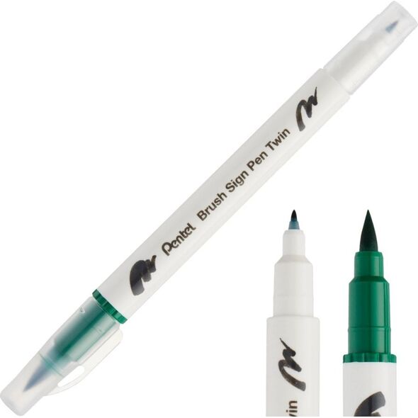 Pisak Brush Pentel Dwustronny Zielony SESW30C-T104