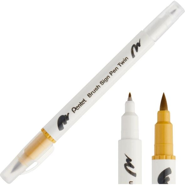 Pisak Brush Pentel Dwustronny Złota Orcha SESW30C-T123