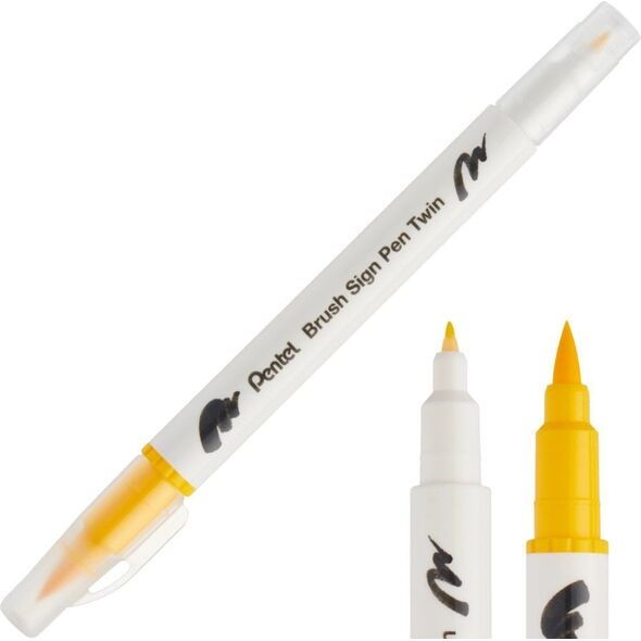 Pisak Brush Pentel Dwustronny Żółty SESW30C-T122