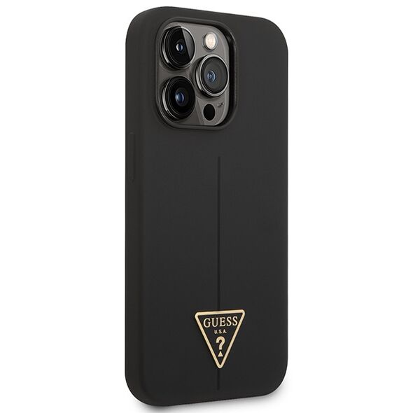 Guess GUHCP14XSLTGK Apple iPhone 14 Pro Max black hardcase Silicone Triangle