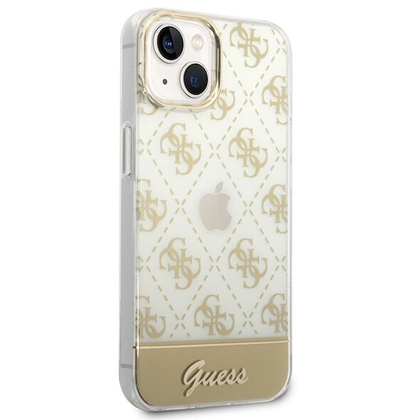Guess GUHCP14SHG4MHG Apple iPhone 14 gold hardcase 4G Pattern Script