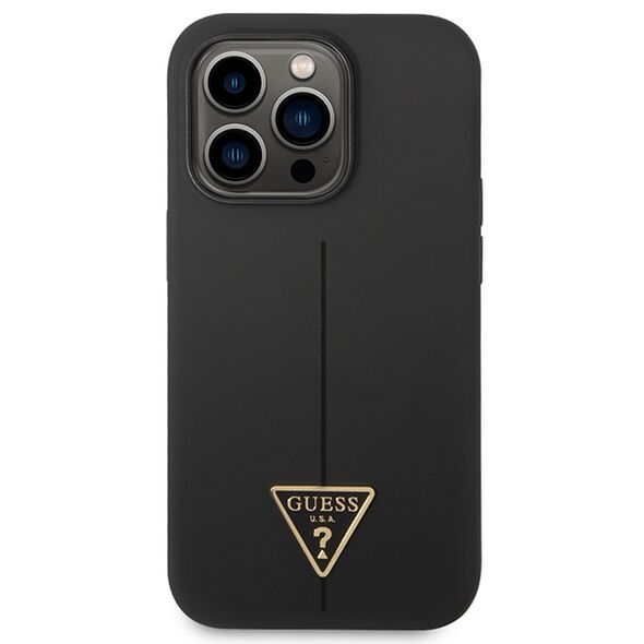 Guess GUHCP14LSLTGK Apple iPhone 14 Pro black hardcase Silicone Triangle