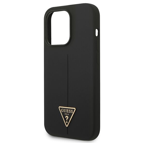 Guess GUHCP14LSLTGK Apple iPhone 14 Pro black hardcase Silicone Triangle