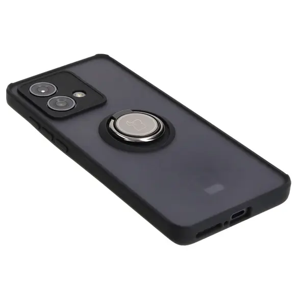 Bizon Case Hybrid Ring Motorola Edge 40 Neo smoky with a black frame