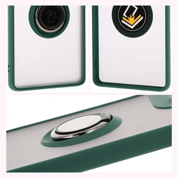 Bizon Case Hybrid Ring Motorola Moto G85 5G smoky with a dark green frame