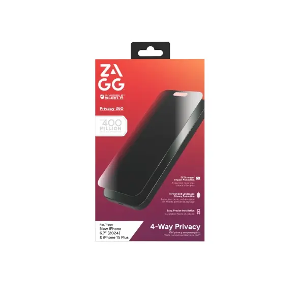 ZAGG InvisibleShield Glass Elite Privacy 360 Apple iPhone 15 Plus / 16 Plus