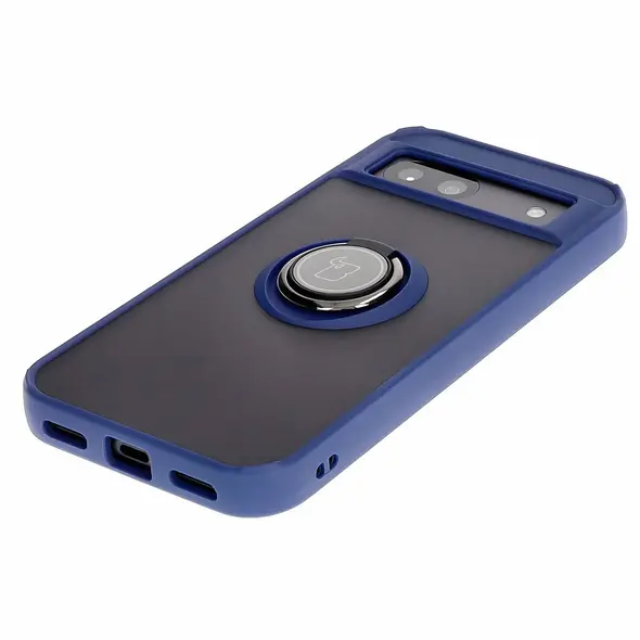 Bizon Case Hybrid Ring Google Pixel 8a smoky with a navy blue frame